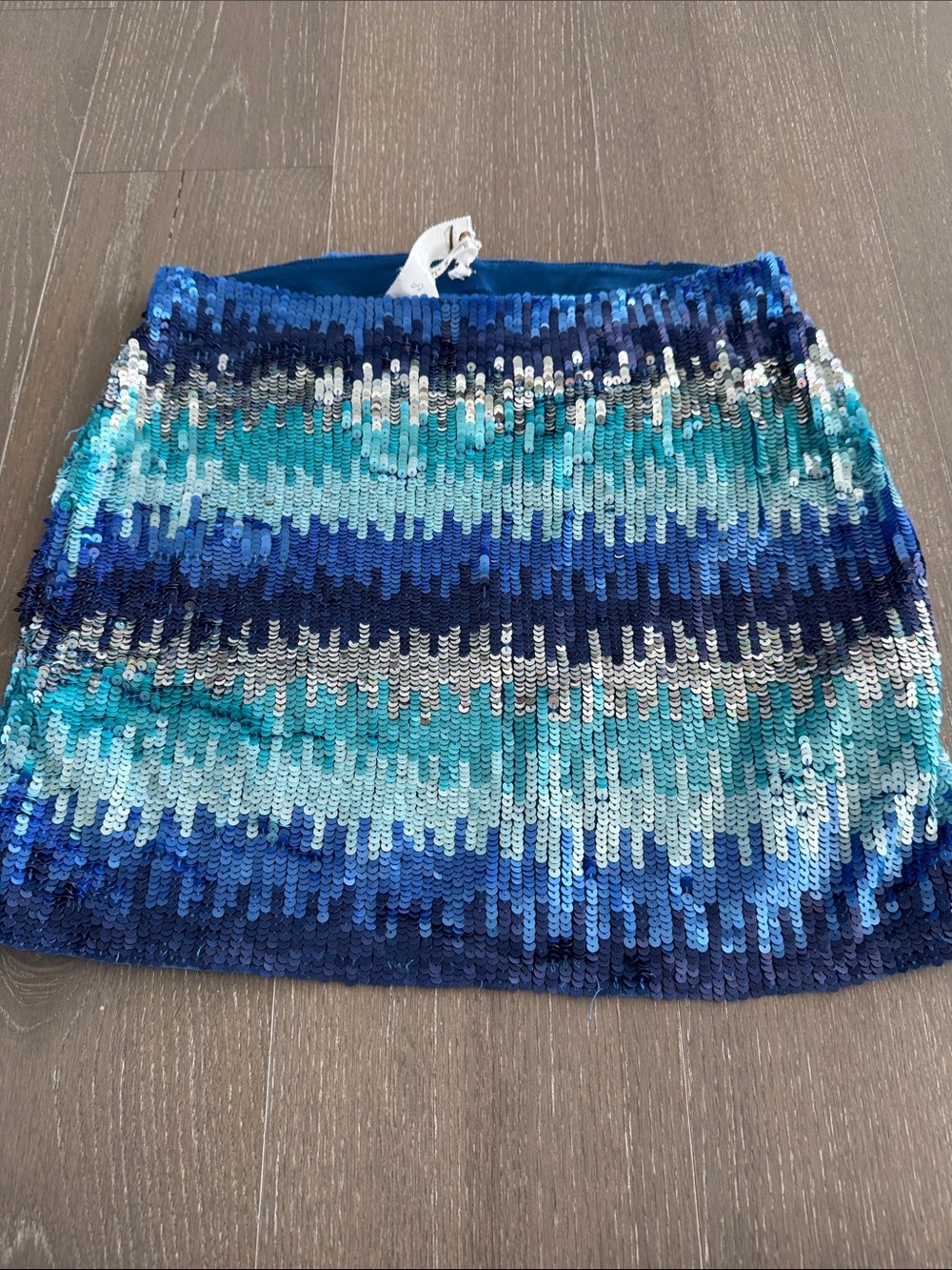 Willow & Clay Blue and Teal Sequin Mini Skirt